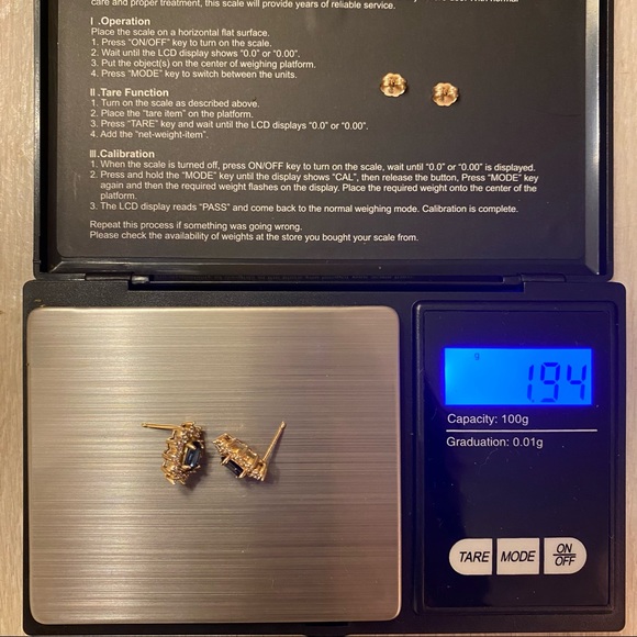 Vintage 10k Solid Gold Blue Sapphire 2 Piece Matching Set 18” Necklace Earrings - Picture 16 of 16